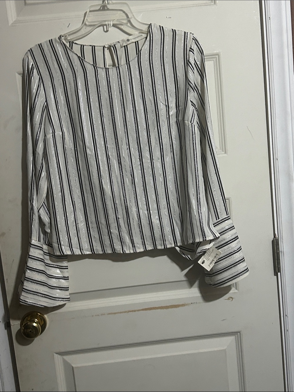 The Impeccable Pig White Blouse with Black Pinstripes